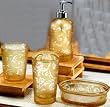 AMBER GLASS BATH SET - AMBER COLLECTION 4 PIECE GLASS BATH SET