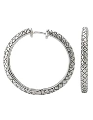 925 Silver Modern Oxidized Hoop Earrings
