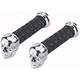 Grips Big Skull Black/Chrome. Bike grips, bicycle grips, lowrider grips, beach cruiser grips, mountain bike grips