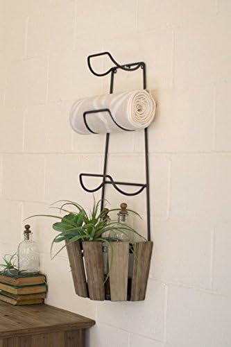 Towel Rack with Wooden Basket