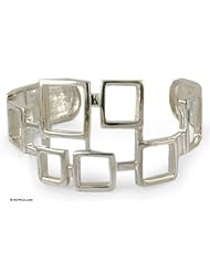 Sterling silver cuff bracelet, Fortress of Sophistication - Modern Sterling Silver Cuff Bracelet