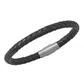 Mens Braided Black Leather Cuff Bracelet 8