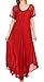 Sakkas Shasta Lace Embroidered Cap Sleeves Long Caftan Dress/Cover Up