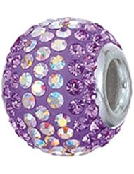 Zable (tm) Sterling Silver 2-tone Purple Pandora Compatible Bead / Charm
