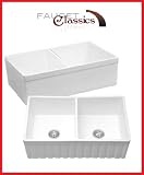 Mitrani 33 White Quartz Double Bowl Apron Kitchen Sink