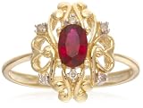 9ct Yellow Gold Amru1324 Ladies Garnet Ring Size L