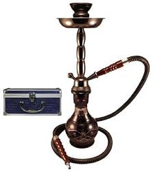 19" Midnight Silver 2-Hose Egyptian Hookah w/ Case