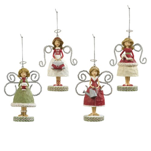 Grasslands Road Winter Settings Angel Ornaments, Set of 4