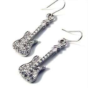 Sparkling Crystal Guitar Earrings Fashion Jewelry thumbnail
