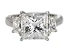 Platinum Princess Cut 3-Stone Diamond Ring w/ Trapezoid Sidestones (GIA Certified 5.04 ct center, 6.16 cttw, J Color, VS1 Clarity), Size 6