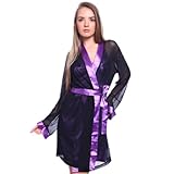 Sexy Satin Boudoir Sleepwear Chemise Slip and Robe Peignoir Set Negligee Nightie Lounge wear