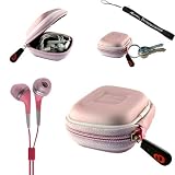 Earphone Case - Clamshell Style with Zipper Enclosure, Inner Pocket, and Durable Exterior! + Includes a 4-inch eBigValue Determination Hand Strap as a gift!! + Includes a Set of Hi-Fi Noise-Reducing Ear Buds Headphones for your MP3 Players 3.5mm stereo Jack