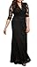 Dilanni Women's Plus Size V Neck 2/3 Sleeves Evening Party Long Lace Dresses