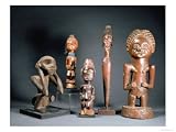 African Tribal Carved Figures L to R: Bakwa Luntu Tribe, Songye Tribe and Luba Tribe of Zaire Art Giclee Poster Print by African, 24x18