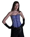 Blue Satin Victorian Steel Boned Back Lacing Overbust Corset with Hand Embriodery LVG9801