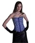 Shaper Corset Blue Satin Victorian Steel Boned Back Lacing Overbust Corset with Hand Embriodery SC80014