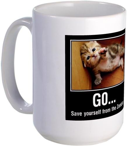 CafePress Unique Decorative Cushion Kitten Zombies - Large Mug Large Mug -