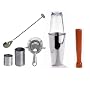 Boston Cocktail Shaker Set with Hawthorn Strainer, Muddler, Bar Spoon With Masher, 25ml and 50ml Thimble Measures