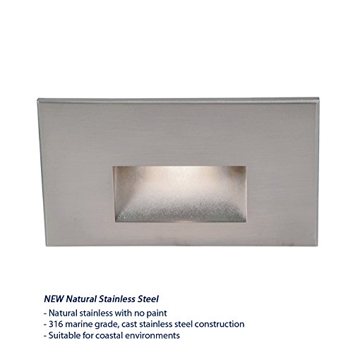 WAC Lighting WL-LED100-C-SS Rectangular Scoop 4W 120V LED Step/Wall Light with Cool White Lens and Marine Grade 316 Stainless Steel