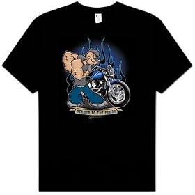 Popeye STRONG TO THE FINISH Cartoon Biker Adult T-shirt