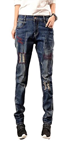 デニム スキニー 長ズボン ダメージ加工 春物 レディース 大きいサイズ スリム 美脚 AT1168