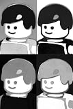 Professionally Framed Lego Minifigure Quad Pop-Art Black White Poster - 11x17 with RichAndFramous Black Wood Frame