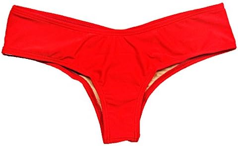 Sexy Women Brazilian Bikini Swimwear Bathing Suit Micro Thong Bottoms (S, V-Red)