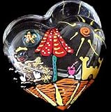 Beach Party Design - Hand Painted - Heart Shaped Box - 2 pieces - 4.5 inch diameter