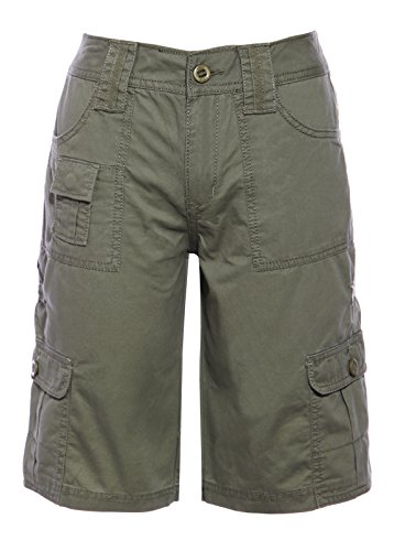 Womens Cargo Pants Soft Cotton Capri Cropped Hotpants Army Shorts Green 30-37