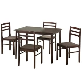 Walkler Edison 5-Piece Basic Solid Wood Dining Set, Espresso by Walkler Edison