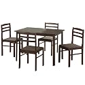 Furniture online: Walker Edison 5-Piece Basic Solid Wood Dining Set, Espresso