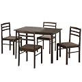 Walker Edison 5-Piece Basic Wood Dining Set, Espresso