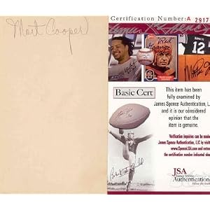 Buy Mort Cooper Autographed Signed 3x5 Card(JSA)