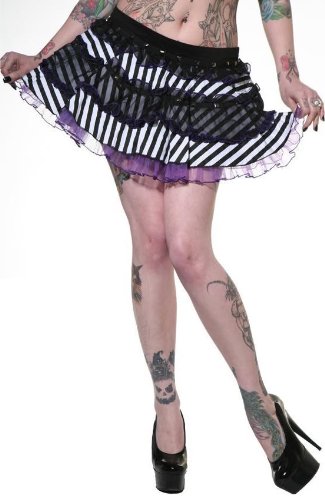 Living Dead Souls STRIPE TEIR SKIRT WITH MESH
