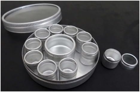 10pc Aluminium Container/Jar Set with Glass Lid in a Round Aluminium Case