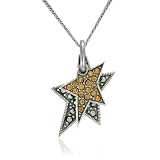 41knMpl6EuL. SL160  Sterling Silver Marcasite and Crystal Double Star Pendant, 18