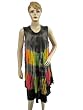 Multi Black Long Dress Tie Dye Printed with Embroidered Cover Up for Womens 42"