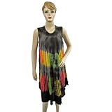 Multi Black Long Dress Tie Dye Printed with Embroidered Cover Up for Womens 42"