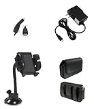 4in1 Car Vehicle Home Wall House Charger Leather Case Windshield Holder Bundle For Virgin Mobile HTC Wildfire S, Huawei Comet, Huawei M735, Huawei M835, Huawei Pillar M615, Huawei Pinnacle M635,Sprint Kyocera Milano, Kyocera Rio E3100,Tracfone LG 800G, LG Arena GT950,US Cellular LG Bliss UX700, LG CF360,Alltel LG Chocolate Touch 8575 - Auction4tech Brand