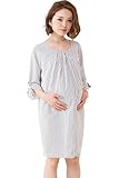 Sweet Mommy 着痩せストライプ オフィスカジュアル 袖リボン 授乳ワンピース マタニティ / 授乳服 L ホワイト