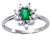 14K Yellow or White Gold Diamond-Burst Pear Gemstone Engagement Ring-Emerald-full, half sizes from 5-8.5