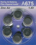 Electronics : 60 x A675 Lithium Coin Cell Hearing Aid Batteries (10 cards of 6)
