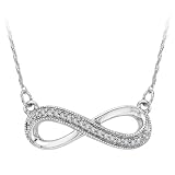 10K White Gold, Diamond Infinity Pendant with Chain (0.06 cttw)