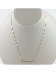 14 Karat Yellow Gold Sideways Diamond Cut Bar Adjustable Necklace (18 inch)