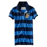 エアロポステール Aeropostale 【並行輸入品】 ﾚﾃﾞｨｰｽ 半袖 ポロシャツ 【striped mascot jersey polo】　ブルー