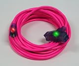 100' 12/3 SJTW Pro Glo Lighted 3-Way Ext Cord w/CGM Pink