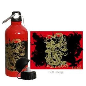Golden Dragon Stainless Steel 20oz Reusable Water Bottle with Clip-Includes Two Caps Loop & Sport