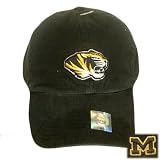FITTED WASH CAP HAT MISSOURI TIGERS BLACK LARGE COTTON