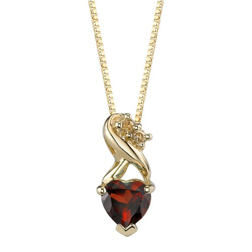 Oro amarillo de moda y vibrante del colgante 14Kt del diamante del granate de la forma del corazón Oro amarillo de moda y vibrante del colgante 14Kt del diamante del granate de la forma del corazón