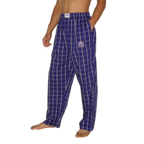Mens NBA Sacramento Kings Plaid Thermal Sleepwear / Pajama Pants - Purple & White (Size: L)